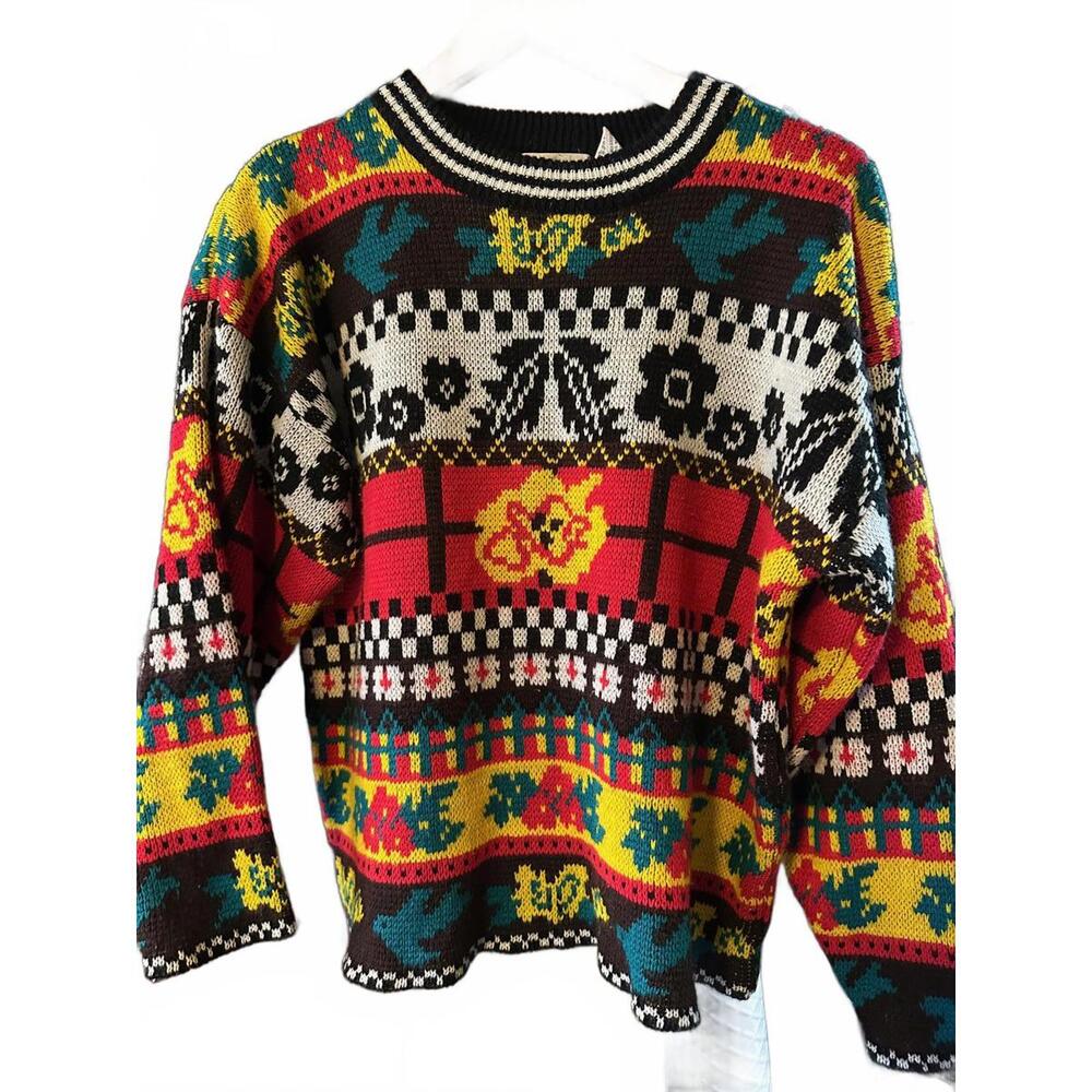 Vintage Château Korea Knit Sweater M Multicolor